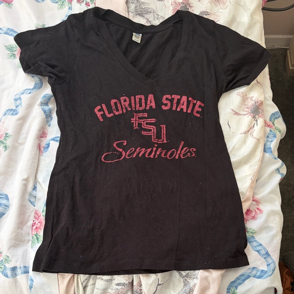 Florida State Seminoles Women's Black V-Neck Tee